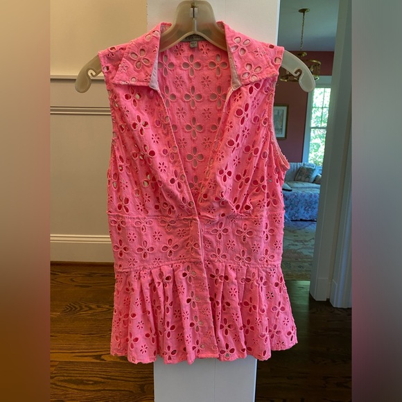 Guess eyelet embroidered Barbie pink summer top size XS - Picture 1 of 6